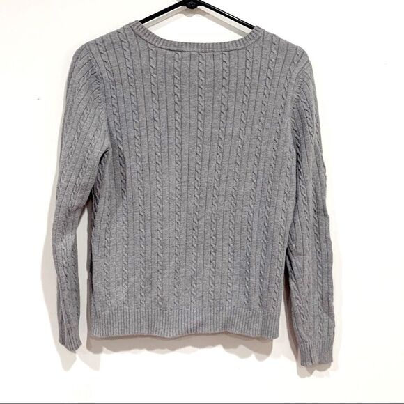 Izod Gray Cable Knit Crewneck Sweater — Size L - Picture 3 of 6